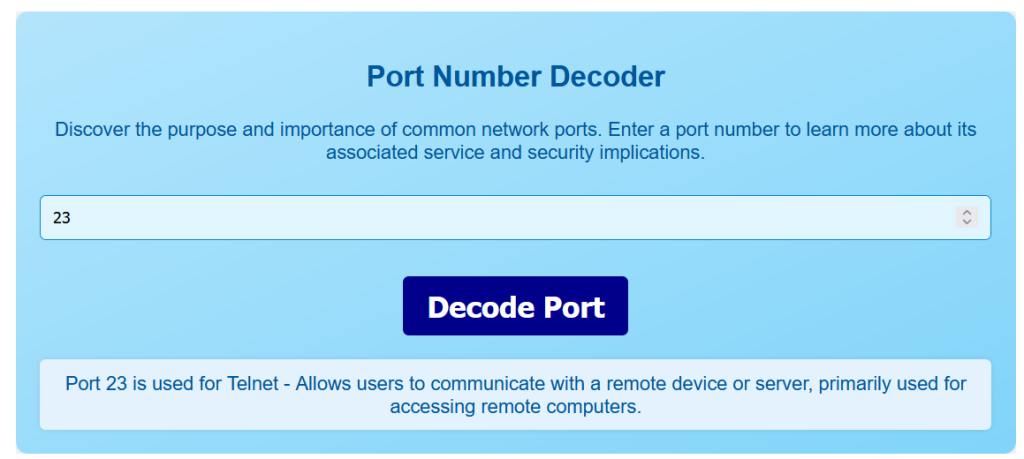 Port Number Decoder